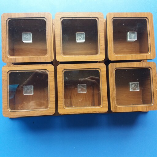 جعبه پذیرایی چوبی mdf  ابعاد 32 در 22 شش تیکه با سینی 