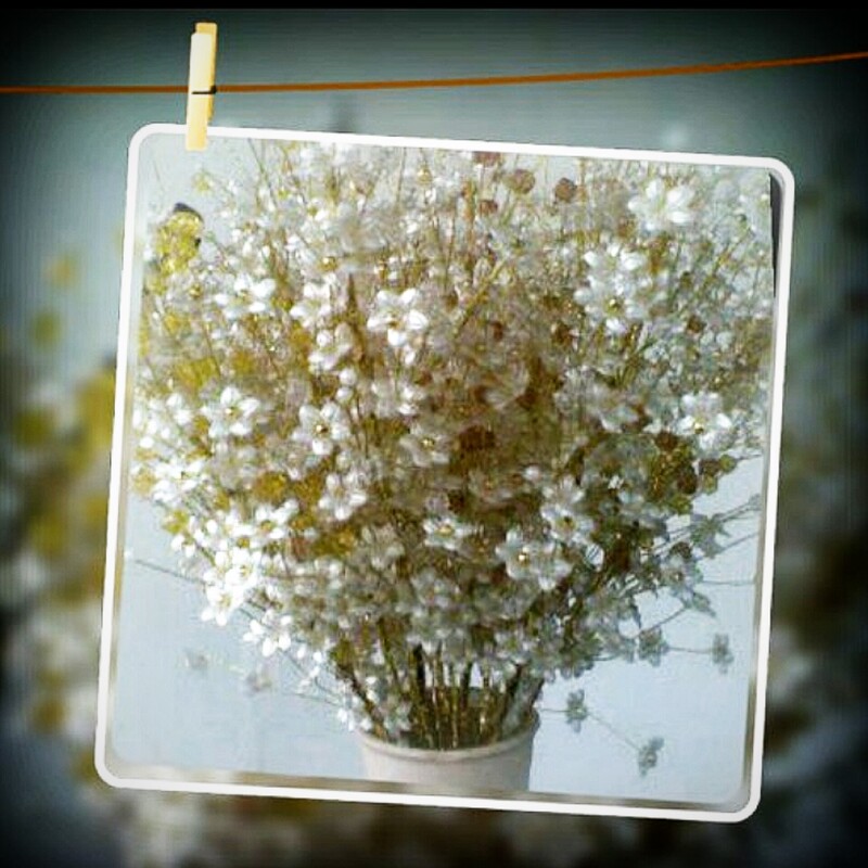 شاخه شکوفه گل کریستال 5 شاخه شاخه 50 سانتی شکوفه صدفی 