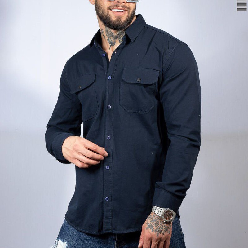 پیراهن مردانه کتان اسپورت دو جیب پوشاک نایس