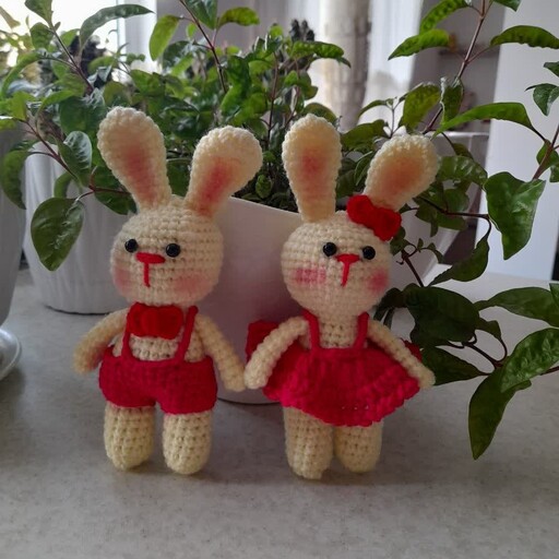 عروسک  زوج خرگوشی  بافتنی 