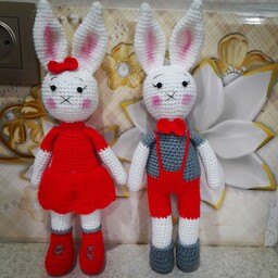 عروسک زوج خرگوشی  بافتنی 