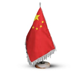 پرچم رومیزی کشور چین ریشه زرد با پایه سنگی افراتوس