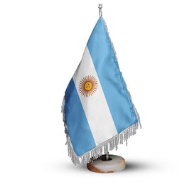 پرچم رومیزی کشور آرژانتین ریشه زرد با پایه سنگی افرا توس