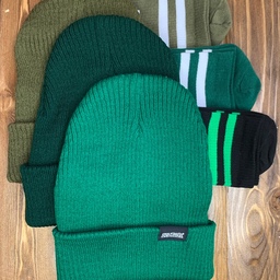 کلاه و جوراب بافت ست ساده سبز