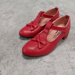   کفش دخترانه پاشنه سه سانت مدل سیندرلا( سایز 31 تا 35 قرمز) بی واسطه نت