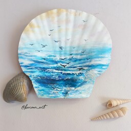 نقاشی دریا روی صدف طبیعی 