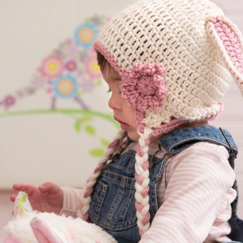 کلاه بافتنی دخترانه نوزادی تا سه سال دستبافت کلاه خرگوشی