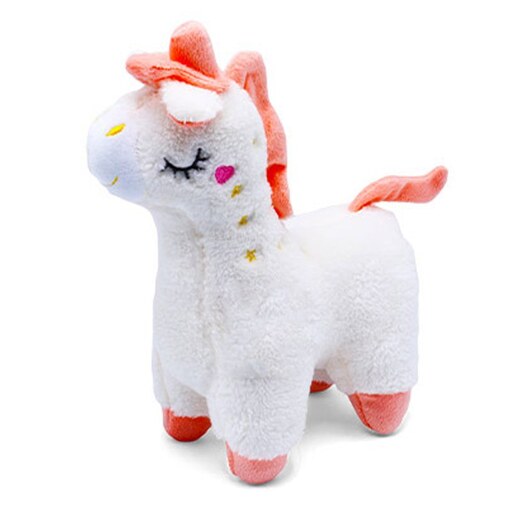 عروسک اسب تک شاخ یونیکورن صورتی و سفید Unicorn
