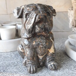 مجسمه سگ بولداگ سنگ طبیعی مشکی