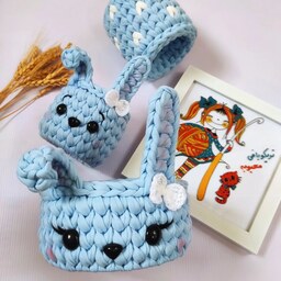 سبد تریکو  عروسکی خرگوش  (دستبافت)