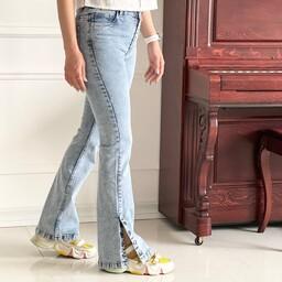 شلوار زنانه جین بوتکات دمپا دکمه دار سایز 36 تا 44 قد 105 جین ترک  