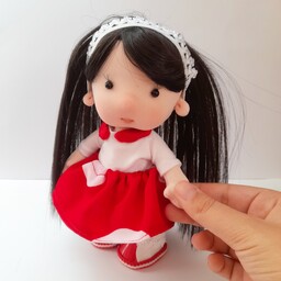 عروسک پارچه ای دخترانه دستساز دختر لباس قرمز -روسی - خنگول-یلدا