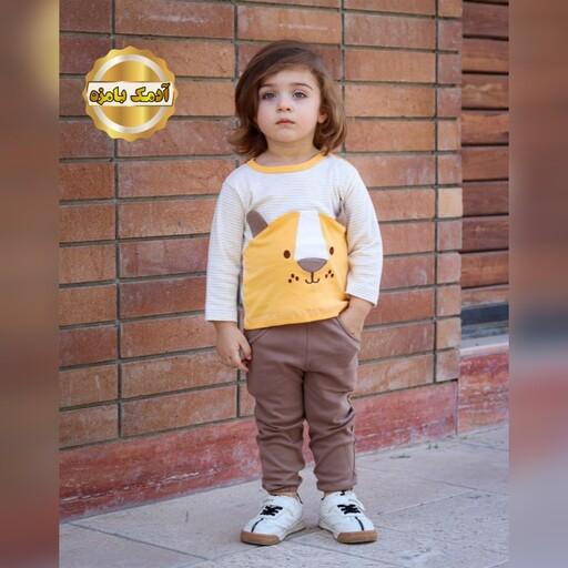 لباس نوزادی بچگانه بچه گانه بلوزشلوار پسرانه پاییزه طرح خرسی
