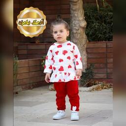 لباس نوزادی بچگانه بچه گانه بلوزشلوار  پاییزه دخترانه طرح قلب