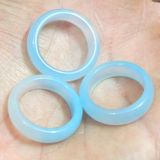 حلقه عقیق آبی آسمانی اصل معدنی مناسب برای انگشتری سایز1.7