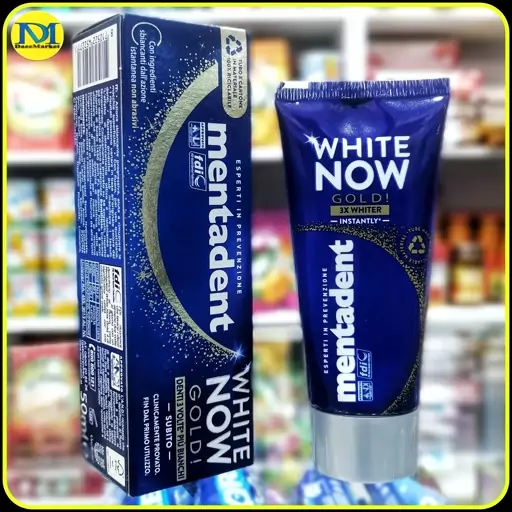 خمیر دندان سفیدکننده کننده پر قدرت منتادنت (50میل) mentadent white now Gold 