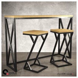 میز و صندلی مینیمال ( چوب و فلز ) 