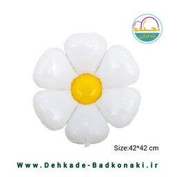 بادکنک فویلی گل بابونه سفید سایز کوچک