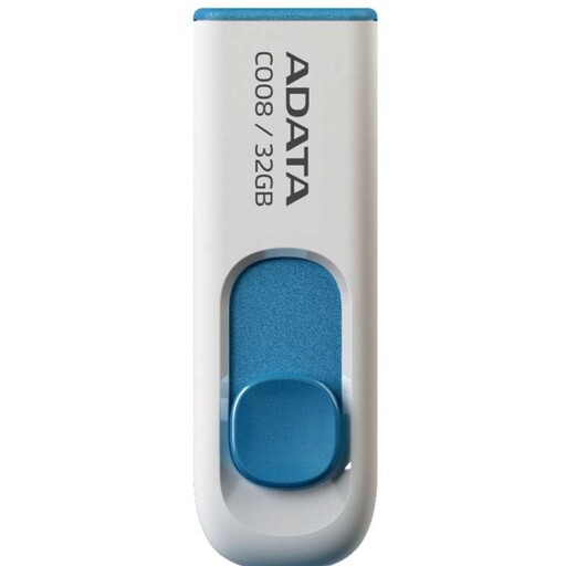 فلش مموری ADATA  ای دیتا USB 2.0 رنگ سفید ابی با ظرفیت 32 گیگابایت با گارانتی مادام العمر آونگ 