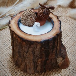 شمع تنه درخت کوچک با دیزاین بلوط