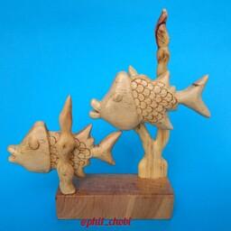 مجسمه چوبی تزیینی رومیزی طرح ماهی