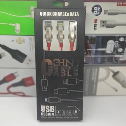 کابل شارژ  1به3  microUSB  و ایفون و تایپ سی  (رنگ  قرمز)