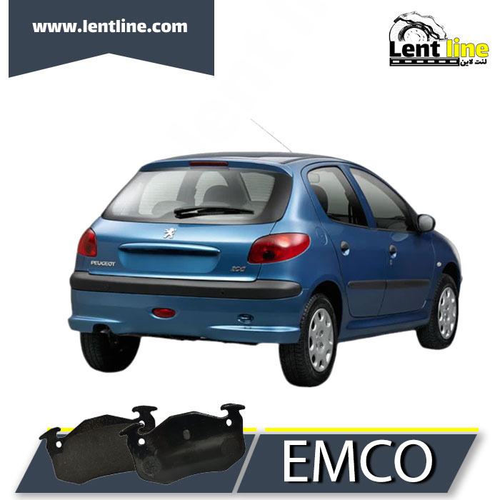 لنت ترمز عقب پژو 206 تیپ 5 مدل 93 به پایین برند EMCO