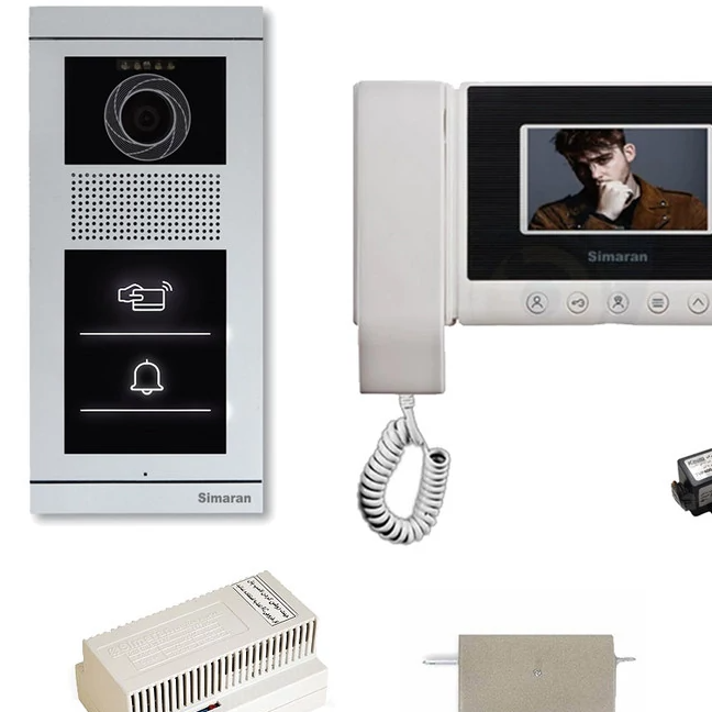مجموعه دربازکن تصویری کارتی سیماران مدل 43HS-VFBC1/N یک طبقه به همراه محافظ ولتاژ مانیتور