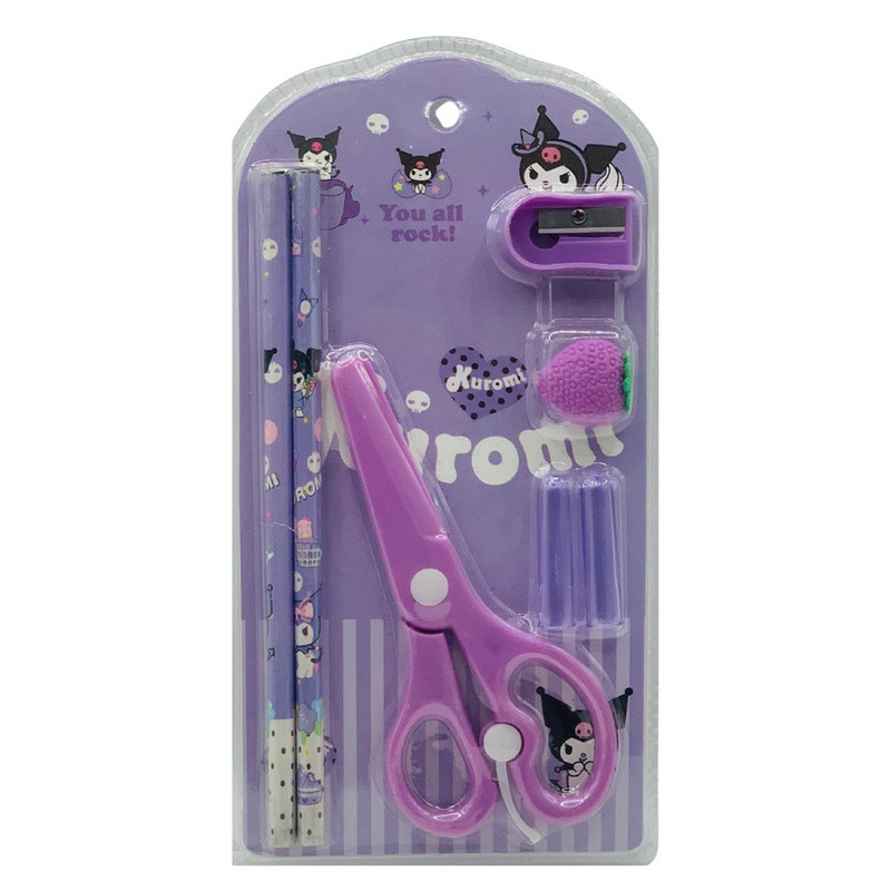 بسته لوازم تحریر مدل کرومی توت فرنگی کد 308  مجموعه 7 عددی