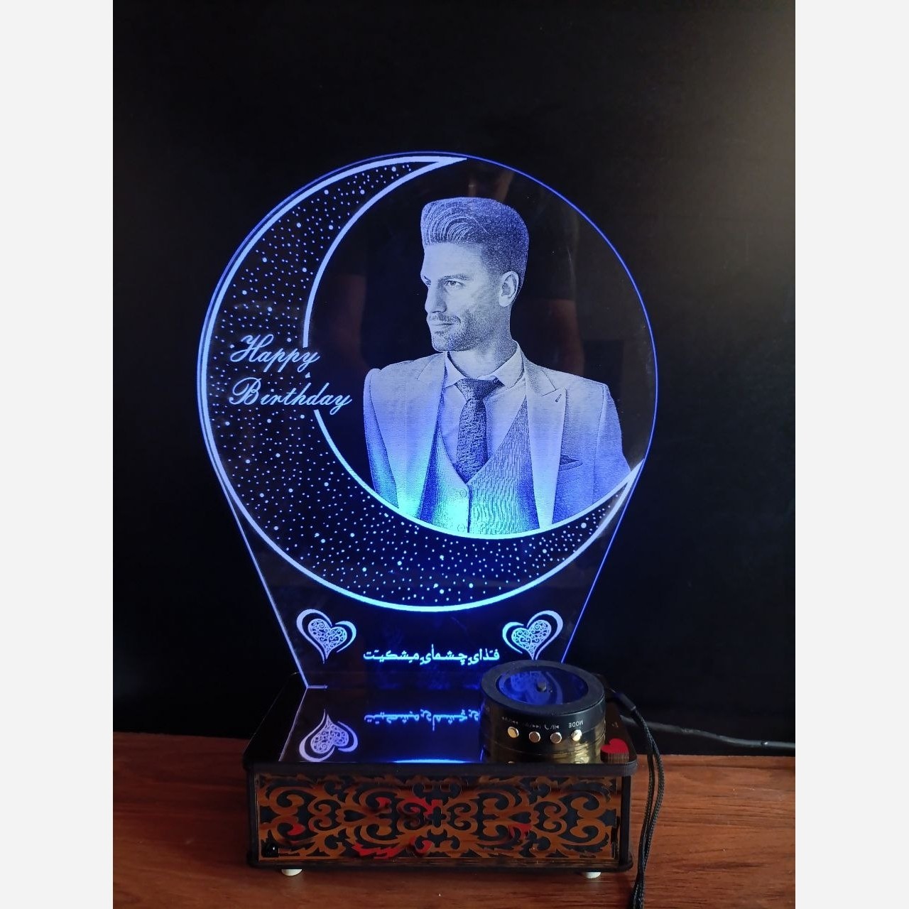 آباژور چهره با پایه موزیکال ریموت دار16 نور طرح30 سانت  