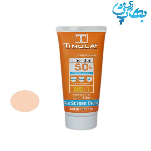 ضدآفتاب تینولا TINOLA رنگی SPF 50 مناسب پوست خشک بژ روشن