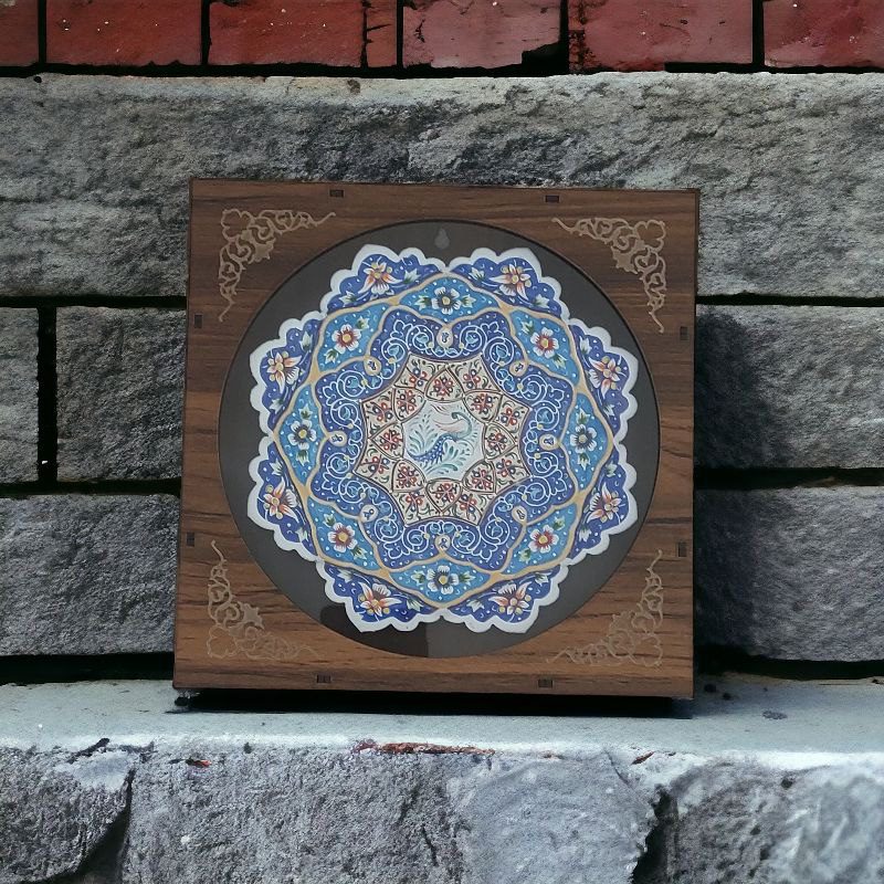 بشقاب میناکاری دیوارکوب 16 سانتی|کد DK16204