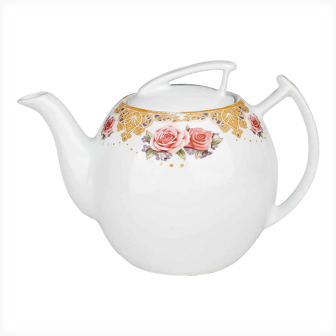 قوری چینی طرح نگین بزرگ 8 کوپ