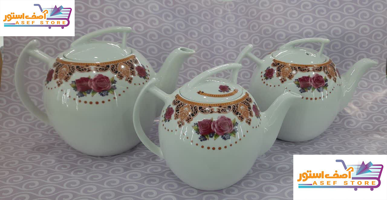 قوری چینی نگین رز پیتاز در سه سایز