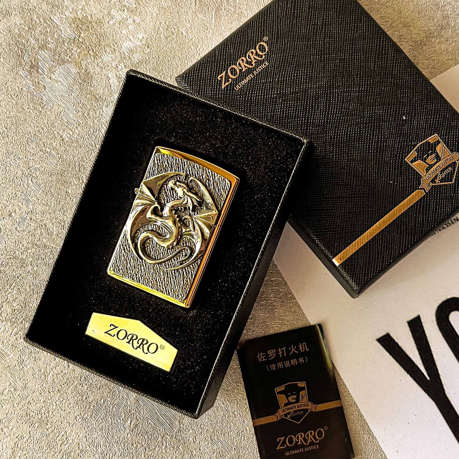 فندک بنزینی زورو برجسته طرح دراگون ZORRO مدل 50