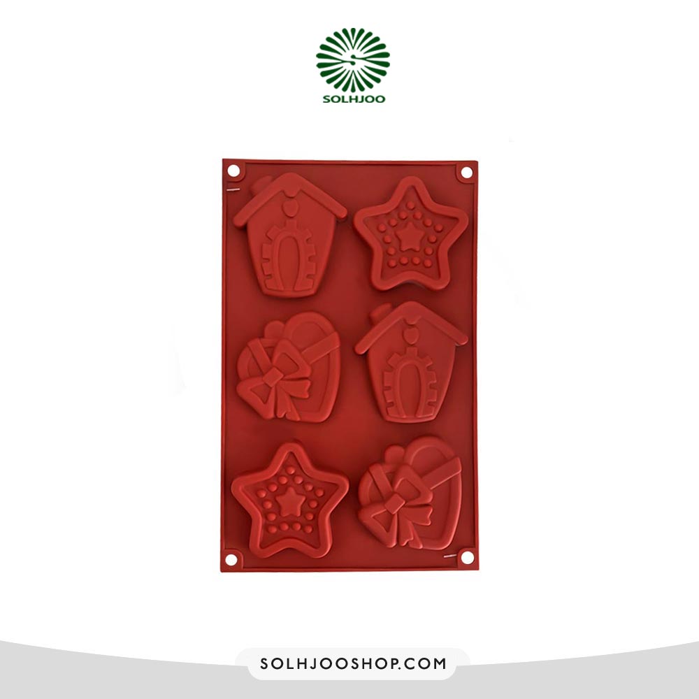 قالب سیلیکونی شکلات قلب و کلبه 6 خانه
