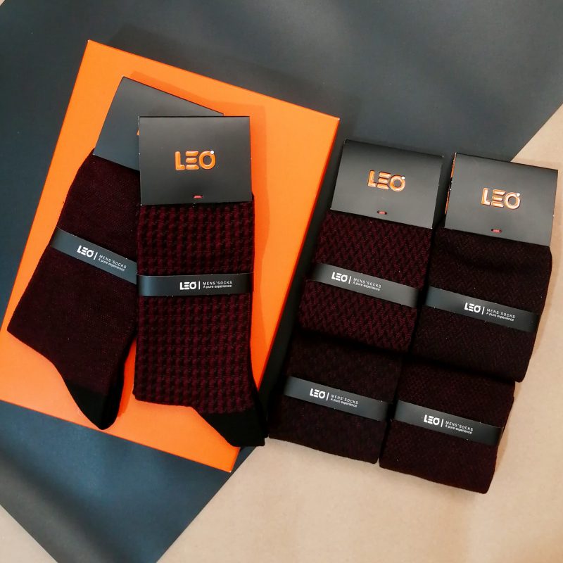 جوراب ساقدار مردانه برند LEO (رنگ زرشکی تیره)