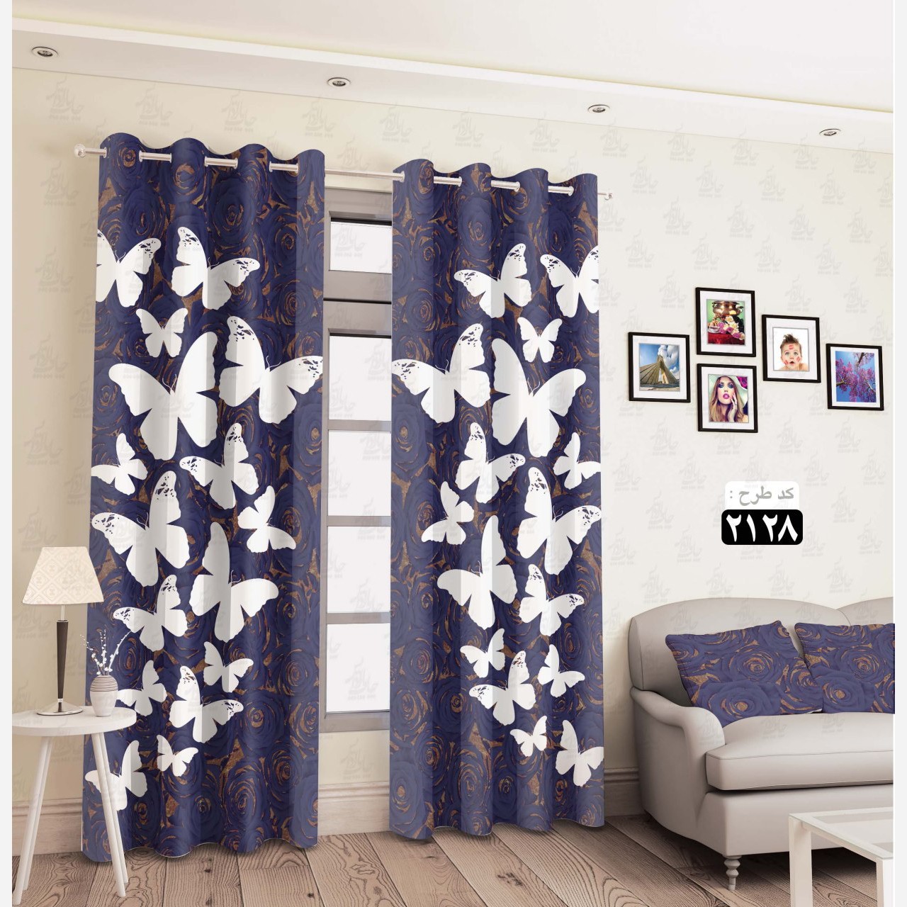 پرده چاپی آماده نصب طرح فانتزی پروانه کد 4800