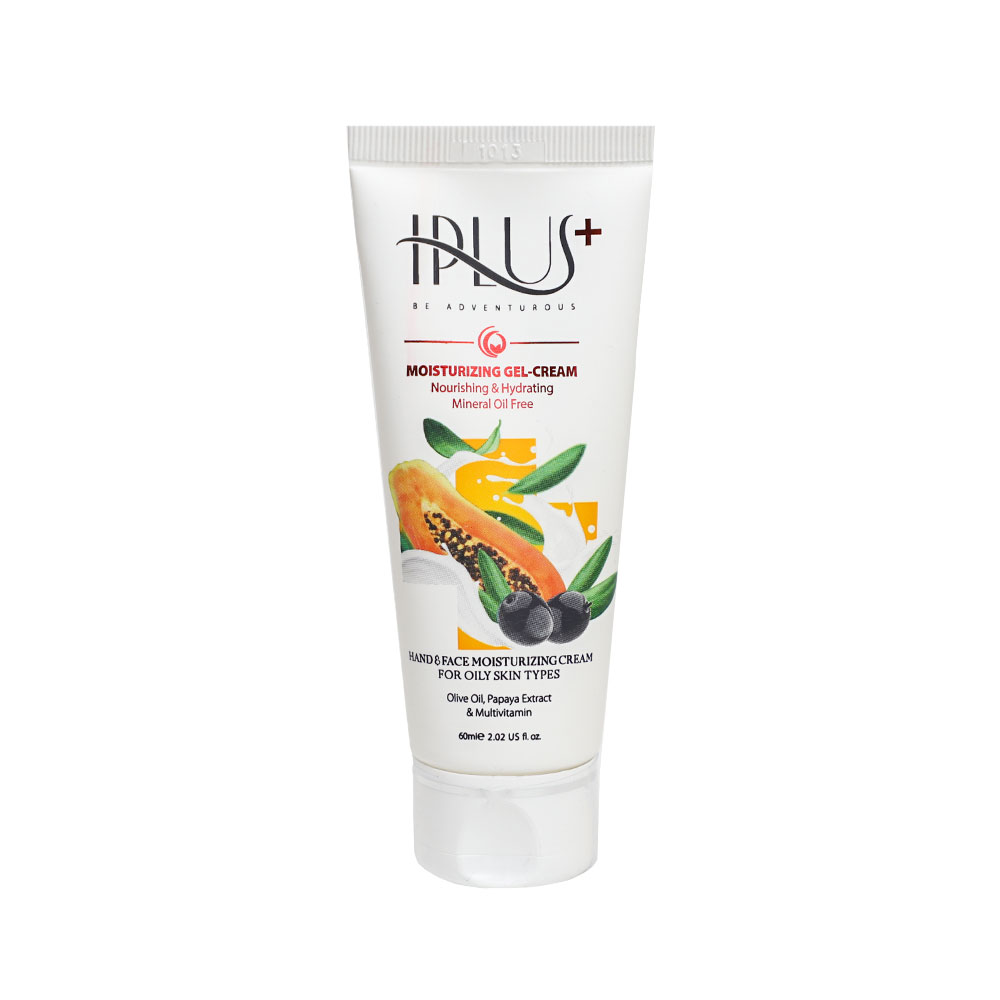 کرم ژل مرطوب کننده آی پلاس برای پوست چرب حاوی روغن زیتون و پاپایا  iplus moisturizing gel cream for oily skin types