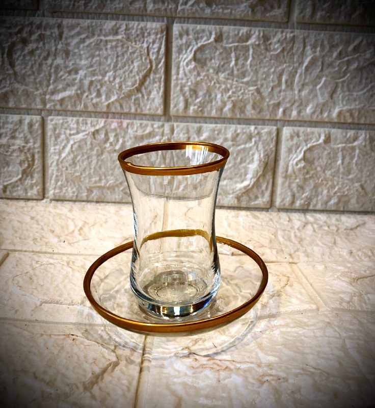 استکان نعلبکی کمر باریک لب طلا (پست پیشتاز پس کرایه)