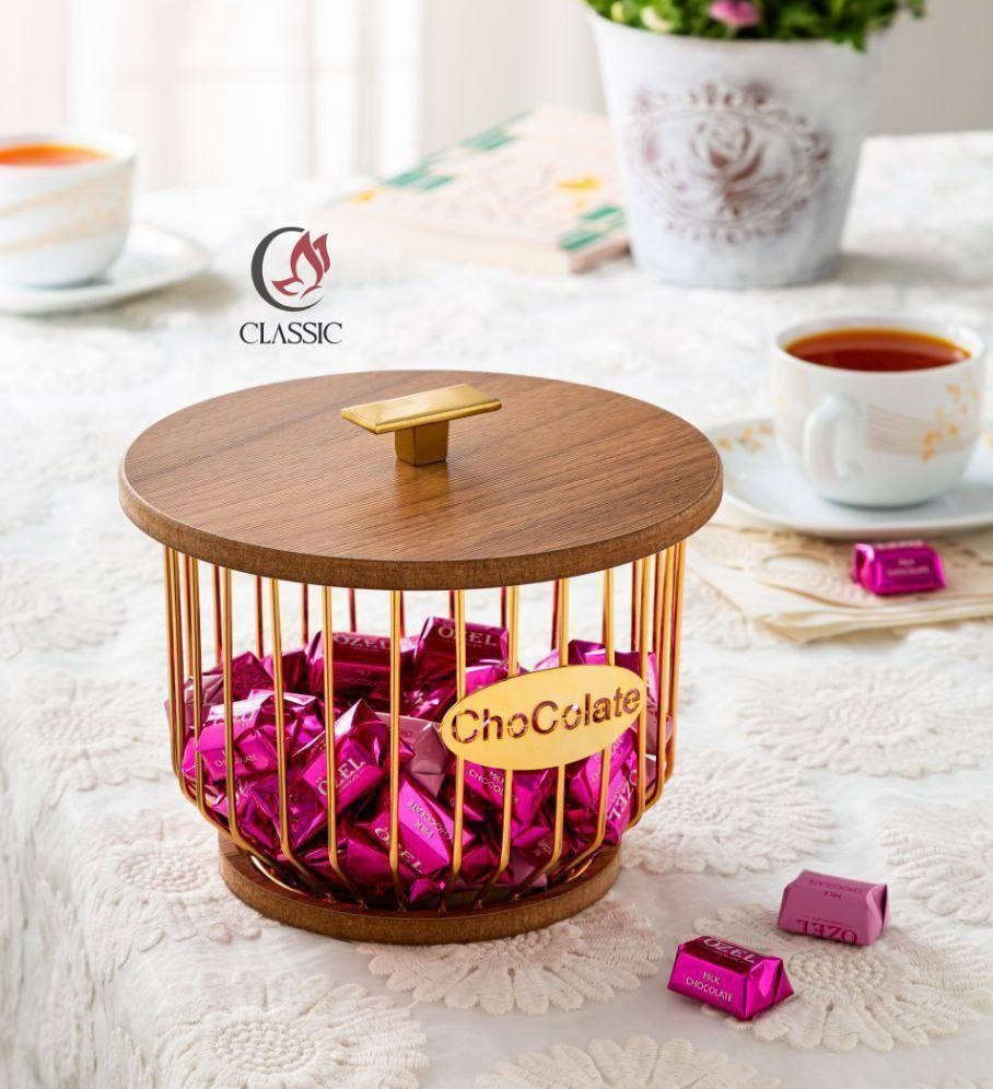 شکلات خوری درب بامبو طلایی بلوط (پست پیشتاز پس کرایه)