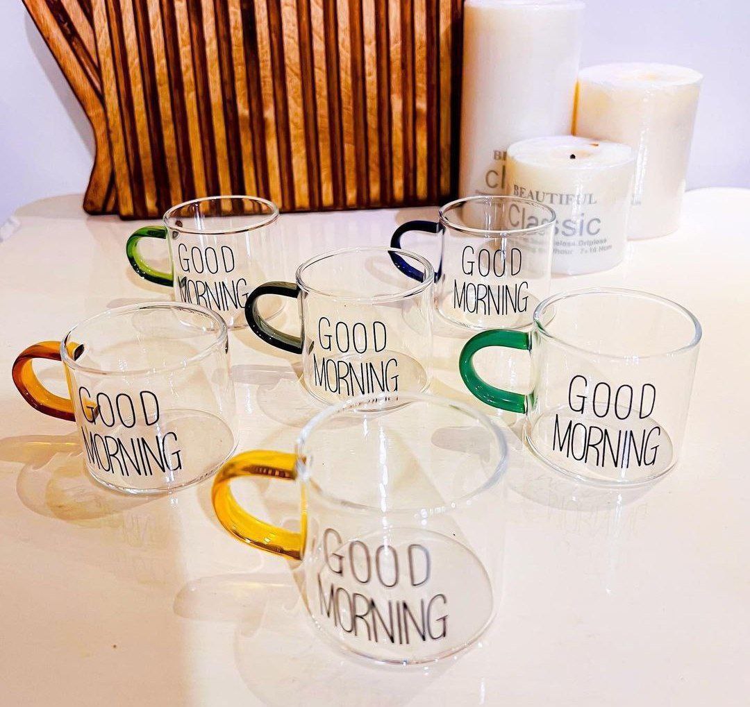 شات پیرکس دوبل گود مورنینگ دسته رنگی (6 عددی) (پست پیشتاز پس کرایه)