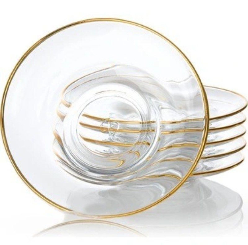 نعلبکی کورالو لب طلا 6 عددی (پست پیشتاز پس کرایه)