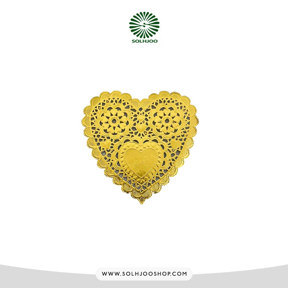دانتل زیر کیک قلب طلایی 10 سانت 100عددی