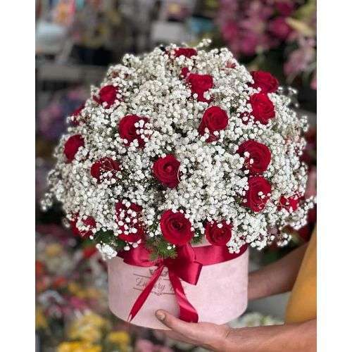 باکس گل رز قرمز طبیعی a299