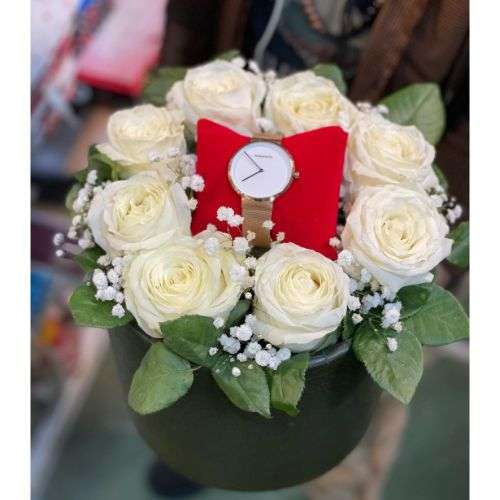 باکس گل رز سفید a152