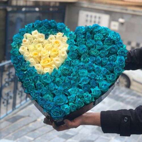 گل رز آبی قلبی a1152