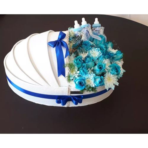 گل رز آبی و سفید a1149