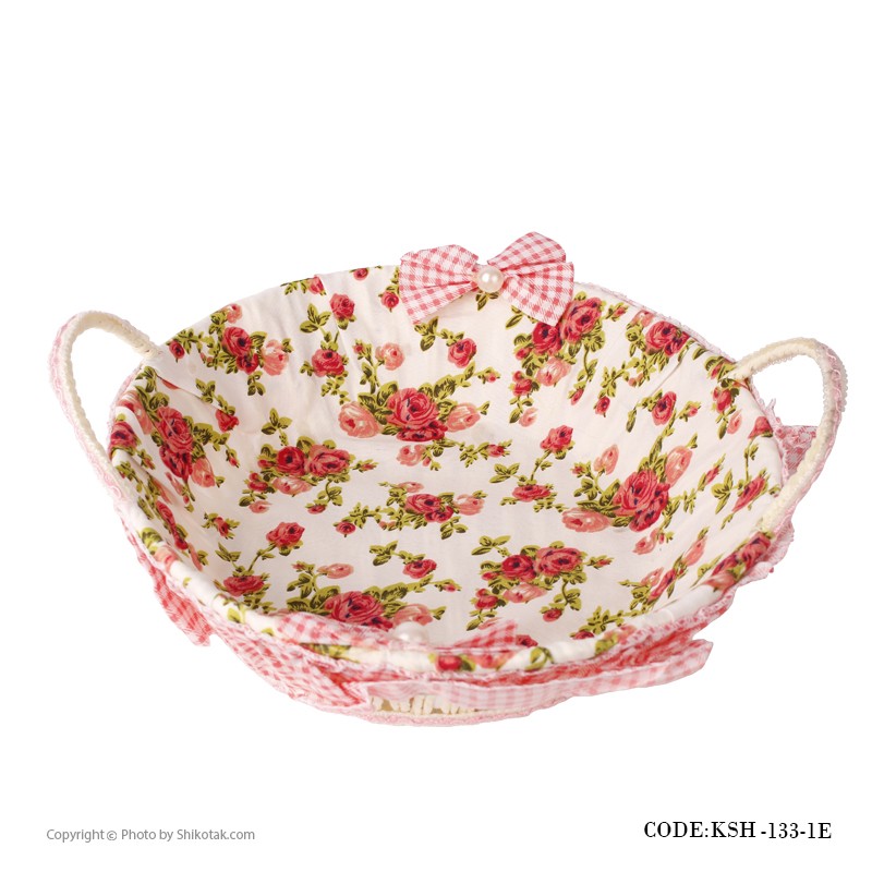 سبد نان حصیری سفید گرد مدل مهرو