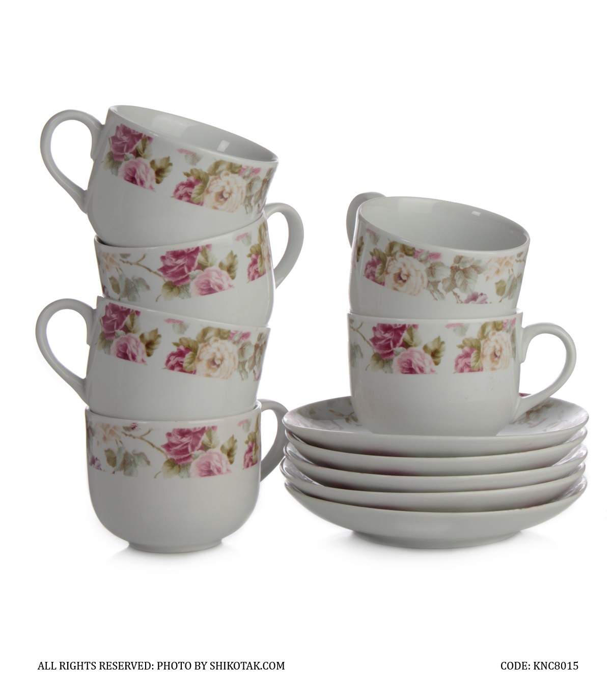 سرویس فنجان و نعلبکی چینی 6 نفره طرح رزیتا